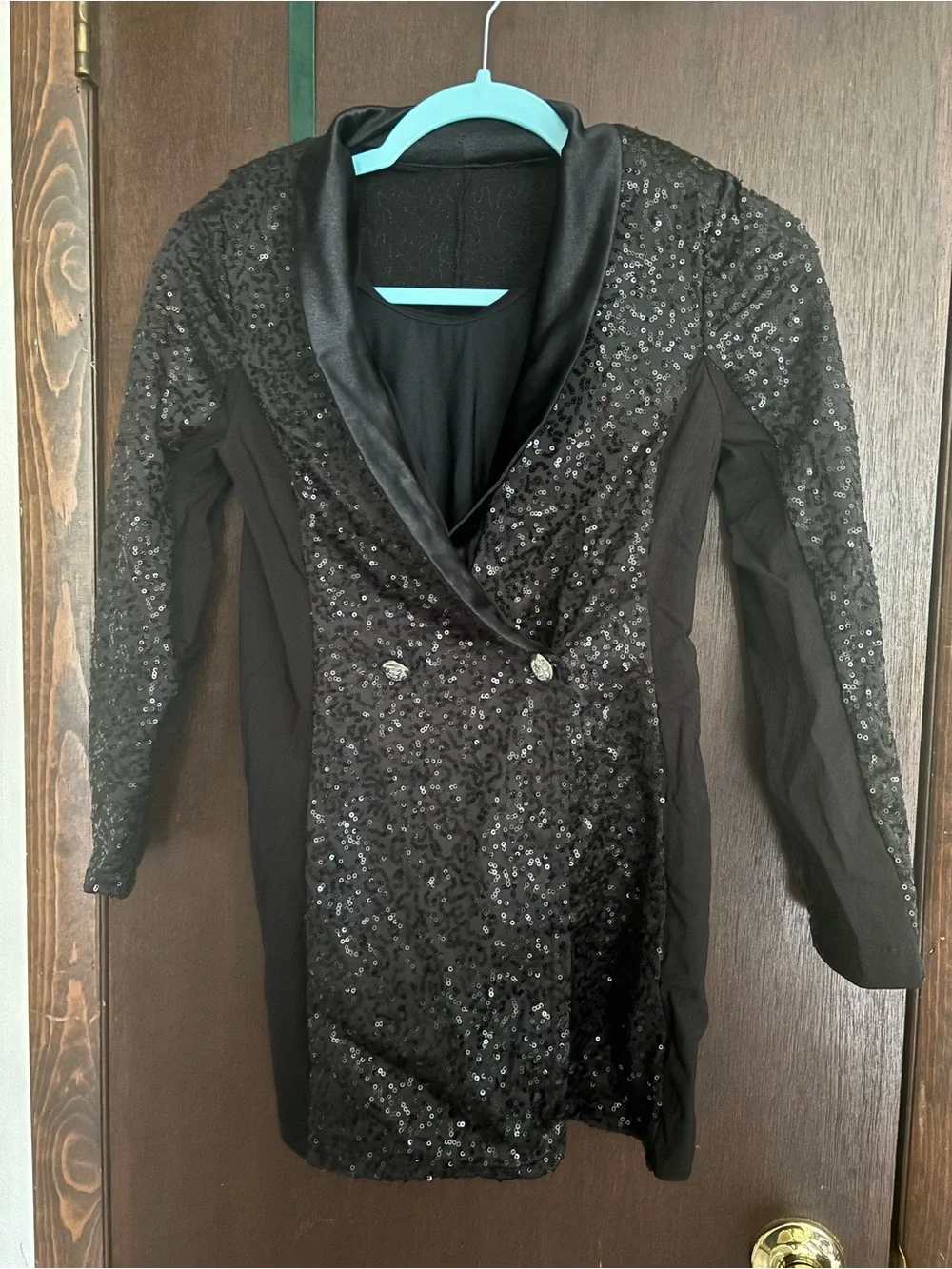 Girls Jazz Costume- Black Sequin Blazer with Leo, Hat and Gloves